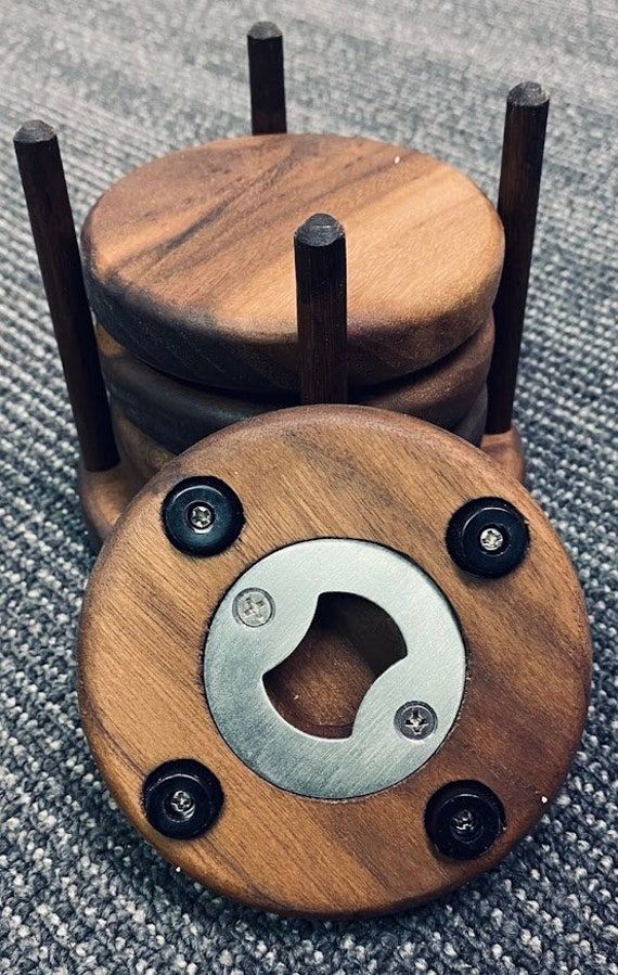 Round Coasters with Bottle Openers (3)
